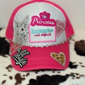 Expensive & Difficult princess lil bougie Pink Trucker Hat clear crystal diamond